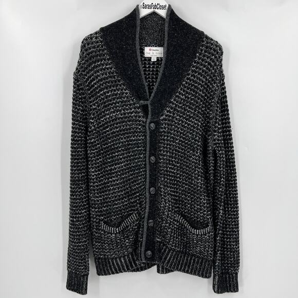 Rag & Bone Neiman Marcus Target Cardigan Sweater Black Gray Wool Size‎ Large - Picture 4 of 11